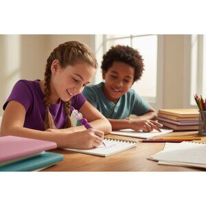 Purple Rhinestone Ballpoint Pen With Opal Heart Gem & Glossy Beads